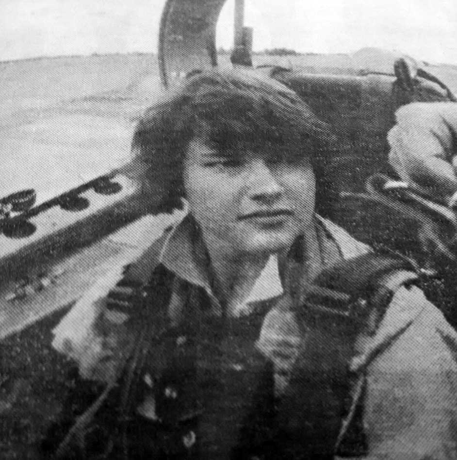 Shelley Page in a Brazilian fighter jet