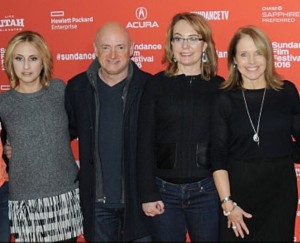 Under the Gun: Director Stephanie Soechtig, Mark Kelly, Gabrielle Giffords, producer-narrator Katie Couric at the Sundance Film Festival