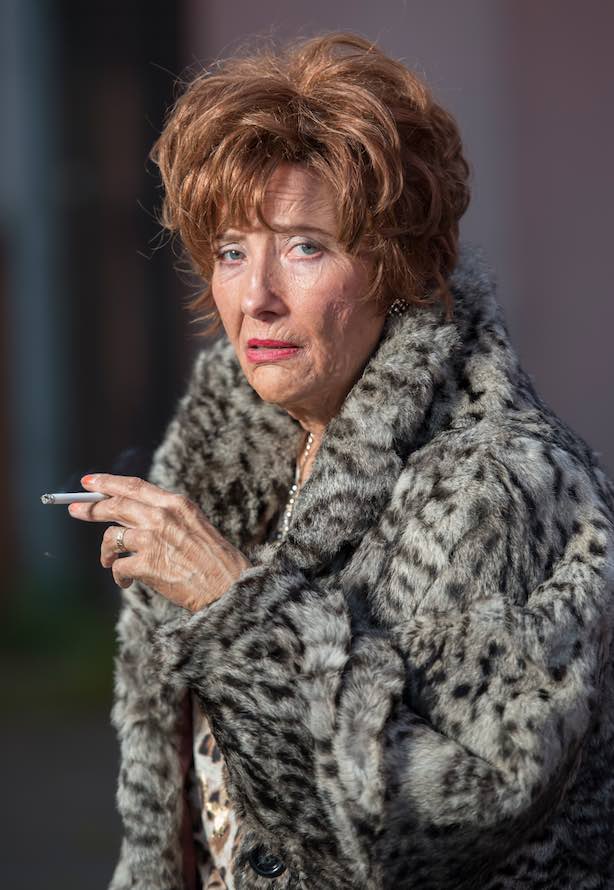 Having a wee puff: Emma Thompson as Cemolina in Barney Thomson